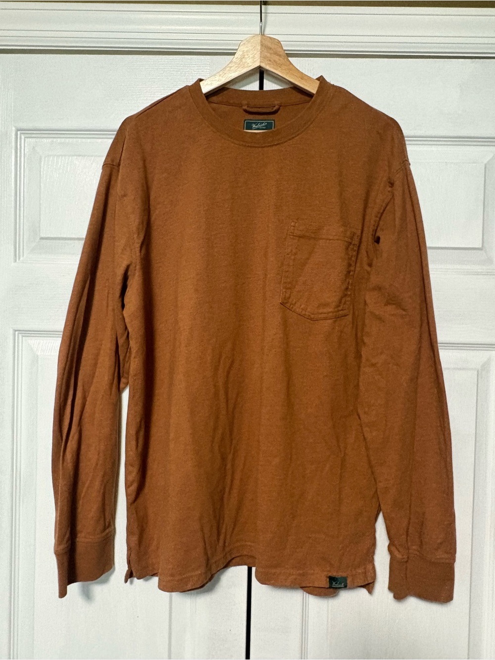 Woolrich Green Label Men's Medium Terracotta Orange Pocket LS Tee